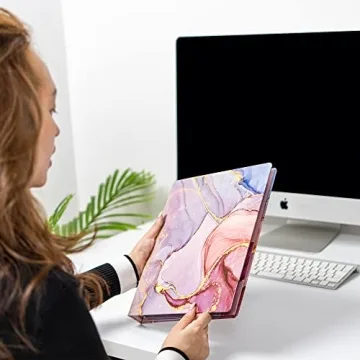 NELOVI Cute 1 Inch 3 Ring Binder - Pink Marble Design