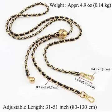 Beaulegan Adjustable Purse Chain Strap 51 Inches Gold