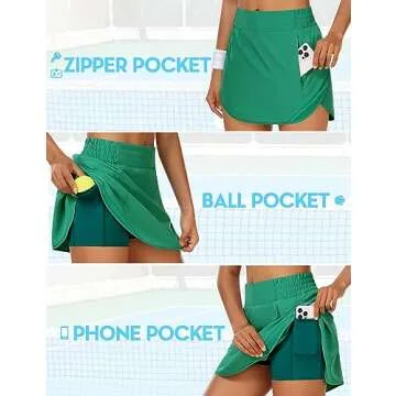 Womens High Waisted Athletic Skort with Pockets