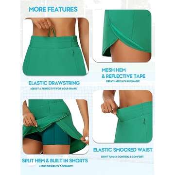 Womens High Waisted Athletic Skort with Pockets