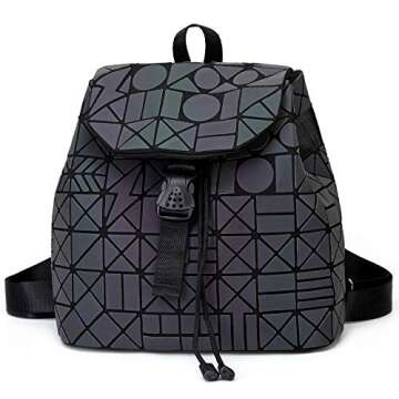 KAISIBO Women Geometric Rhomboids Lattice Long Wallet and Purse (Luminous backpack 4)