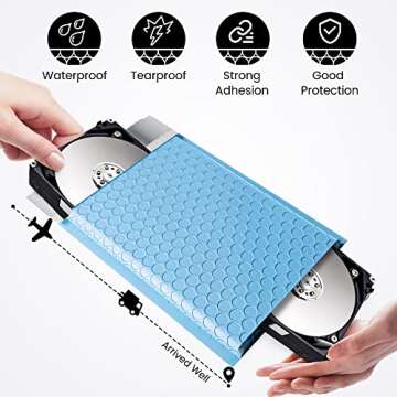 Fuxury Bubble Mailer, 6x9 Inch Bubble Mailers 50 Pack, Self-Seal Adhesive Padded Envelopes, Water Resistant Mailers, Shipping Envelopes for Packaging, Small Business, Mailing,Bulk Light Blue #0