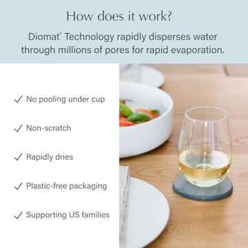 Dorai Home Stone Coaster Set – Absorbent Diatomite Coasters