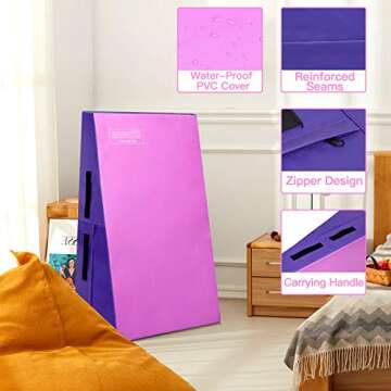 Giantex Incline Gymnastics Mat Wedge Folding and Non-Folding Gymnastics Gym Fitness Skill Shape Tumbling Mat for Kids Play Home Exercise Aerobics (Pink/Purple/Non-Folding)