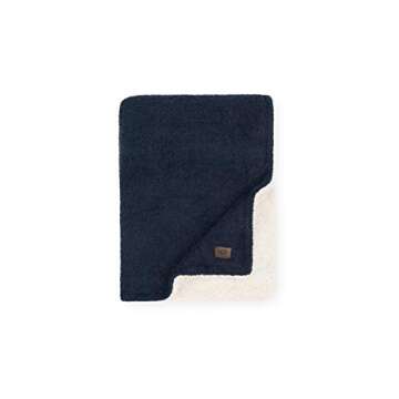 UGG Discontinued 16649 Ana Plush Flannel Oversized Reversible Fleece Throw Blanket Luxury Lightweight Comfortable Cozy Hotel Style Machine Washable Luxurious Blankets, 70 x 50-Inch, Navy