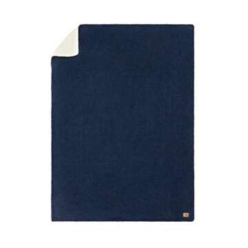 UGG Discontinued 16649 Ana Plush Flannel Oversized Reversible Fleece Throw Blanket Luxury Lightweight Comfortable Cozy Hotel Style Machine Washable Luxurious Blankets, 70 x 50-Inch, Navy