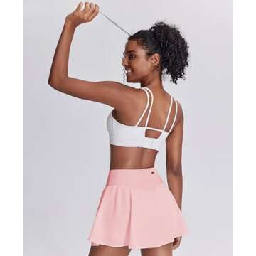 PINSPARK Tennis Skirts for Women Pleated Golf Athletic Skort Skirts with Pockets Shorts High Waisted...