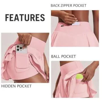 Comfortable PINSPARK Tennis Skirts with Pockets for Women