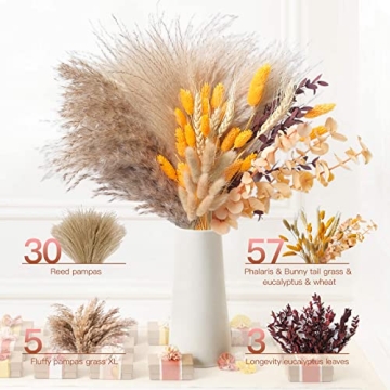 HUMINBO Fall Pampas Grass Set - 95 Pieces for Home Decor
