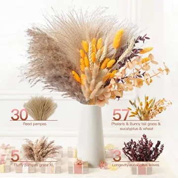 HUMINBO Fall Pampas Grass Set - 95 Pieces for Home Decor