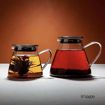 Four Life 841 Teapot Glass, Heat Resistant, 18.9 fl oz (532 ml), For 3 Cups, Lid with Tea Strainer, ...