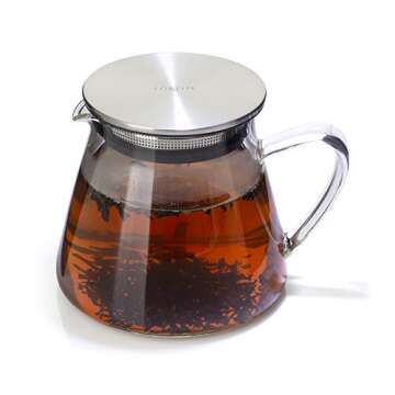 Four Life 841 Teapot Glass, Heat Resistant, 18.9 fl oz (532 ml), For 3 Cups, Lid with Tea Strainer, One Hand, Microwave and Dishwasher Safe, Not Direct Fire, Fuji Glass Teapot