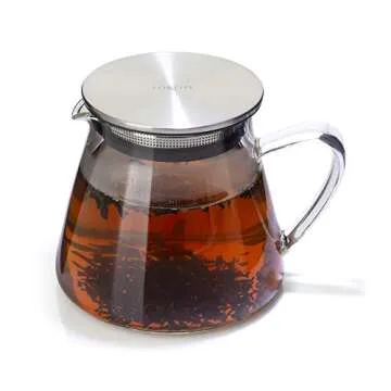 Four Life 841 Teapot Glass, Heat Resistant, 18.9 fl oz (532 ml), For 3 Cups, Lid with Tea Strainer, One Hand, Microwave and Dishwasher Safe, Not Direct Fire, Fuji Glass Teapot