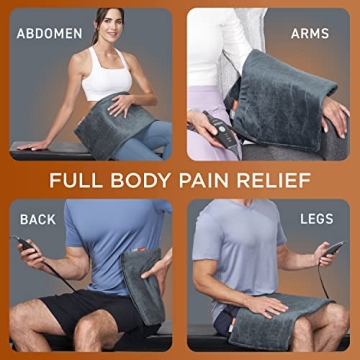 Pure Enrichment PureRelief Pro Far Infrared XL Heating Pad - Muscle Relief for Back, Neck, Shoulder, & Knee Pain in Athletes, 4 Heat Settings, Dry/Moist Heat, 12” x 24” Extra-Large Size (Iron Gray)
