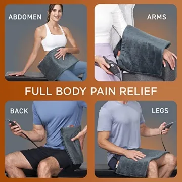 Pure Enrichment PureRelief Pro Far Infrared XL Heating Pad - Muscle Relief for Back, Neck, Shoulder, & Knee Pain in Athletes, 4 Heat Settings, Dry/Moist Heat, 12” x 24” Extra-Large Size (Iron Gray)
