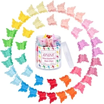 EAONE Matte Mini Butterfly Clips Set - 50 Colorful Hair Claw Clips