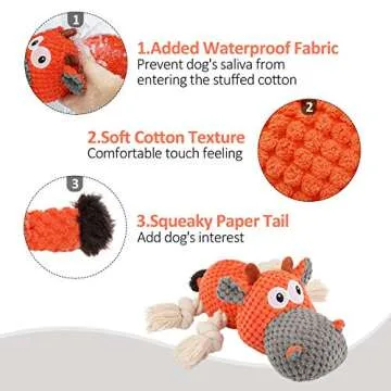 IOKHEIRA Dog Plush Toy for Large Aggressive Chewers,Indestructible Dog Squeaky Toys,Stuffed Animals Toys with Cotton Material and Crinkle Paper,Durable Chewing Toys