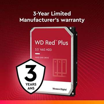 Western Digital 3TB WD Red Plus NAS Internal Hard Drive HDD - 5400 RPM, SATA 6 Gb/s, CMR, 64 MB Cache, 3.5" - WD30EFRX