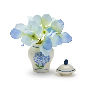 Elegant Hydrangea Ginger Jar with Bamboo Cocktail Picks Set