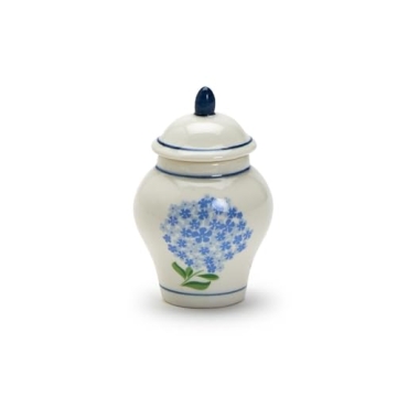Elegant Hydrangea Ginger Jar with Bamboo Cocktail Picks Set