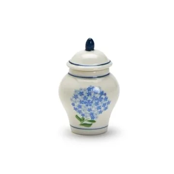 Elegant Hydrangea Ginger Jar with Bamboo Cocktail Picks Set