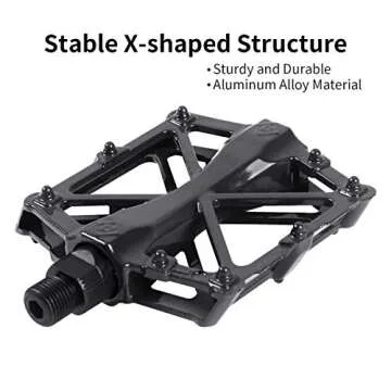 DUNCHATY Bike Pedals Mountain Bike Pedals Aluminum CNC Bearing Bicycle Pedals, Road Bike Pedals with 16 Anti-Skid Pins Lightweight Platform Pedals for BMX/MTB Bike 9/16" Spindle Black