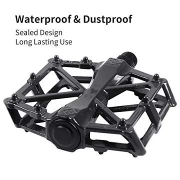 DUNCHATY Bike Pedals Mountain Bike Pedals Aluminum CNC Bearing Bicycle Pedals, Road Bike Pedals with 16 Anti-Skid Pins Lightweight Platform Pedals for BMX/MTB Bike 9/16" Spindle Black