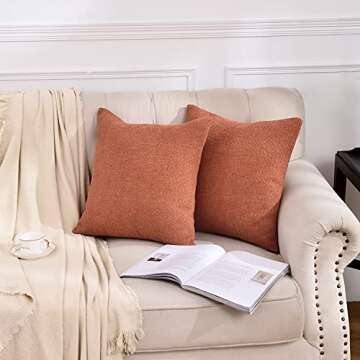 Rythome Burnt Orange Boucle Throw Pillow Covers Set of 2