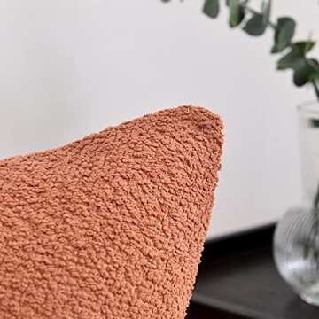 Rythome Burnt Orange Boucle Throw Pillow Covers Set of 2