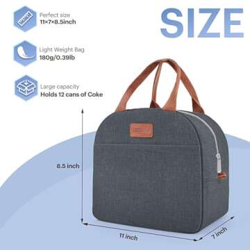 Lunch Bag for Women & Men Adult Insulated Lunch Box, Small Leakproof Cooler Food Lunch Containers Re...