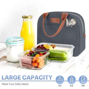 Lunch Bag for Women & Men Adult Insulated Lunch Box, Small Leakproof Cooler Food Lunch Containers Reusable High Capacity Lunch Tote Bags for Work, Travel, Outdoor (Navy Blue)