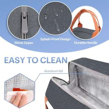 Lunch Bag for Women & Men Adult Insulated Lunch Box, Small Leakproof Cooler Food Lunch Containers Reusable High Capacity Lunch Tote Bags for Work, Travel, Outdoor (Navy Blue)