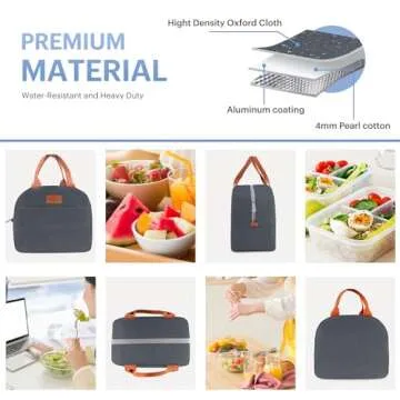 Lunch Bag for Women & Men Adult Insulated Lunch Box, Small Leakproof Cooler Food Lunch Containers Reusable High Capacity Lunch Tote Bags for Work, Travel, Outdoor (Navy Blue)