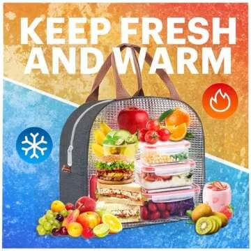 Lunch Bag for Women & Men Adult Insulated Lunch Box, Small Leakproof Cooler Food Lunch Containers Reusable High Capacity Lunch Tote Bags for Work, Travel, Outdoor (Navy Blue)