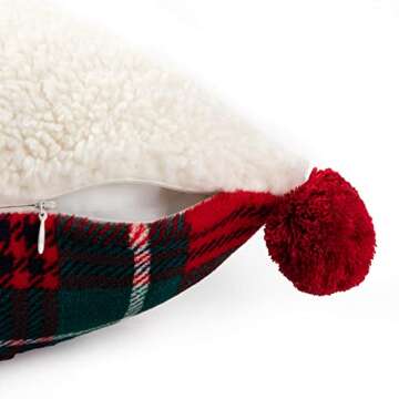 Cozy Bliss 1pcs Buffalo Plaid Throw Pillow Cover 18x18 Inches Christmas Pillow Cover, Embroidered Stay Cozy Decorative Throw Pillow Cover for Holiday Home Decor (Stay Cozy, 18" x 18")