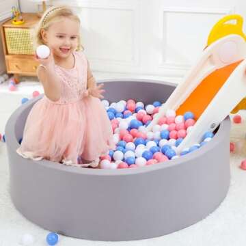 Wilwolfer Foam Ball Pit for Toddlers, Large Baby Ball Pit for Babies with Soft Memory Sponge, Indoor Outdoor Baby Playpen, Kids Play Ball Pool, Gift Toys for Infants Boys and Girls (Gray, NO Balls)