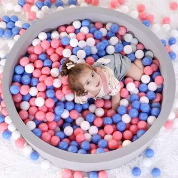 Wilwolfer Foam Ball Pit for Toddlers, Large Baby Ball Pit for Babies with Soft Memory Sponge, Indoor Outdoor Baby Playpen, Kids Play Ball Pool, Gift Toys for Infants Boys and Girls (Gray, NO Balls)