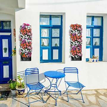 ANGTUO 6 Pockets Hanging Planters for Outdoor Plants, One Pack Wall Planter Vertical Garden, Hanging Plant Holder for Railing, Balcony, Fence