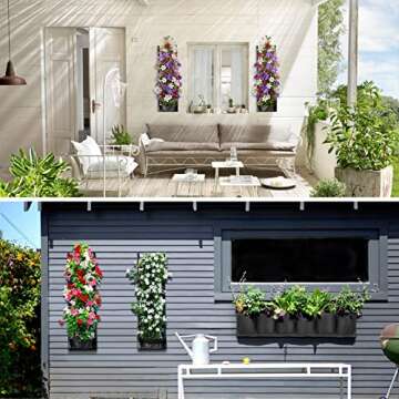 ANGTUO 6 Pockets Hanging Planters for Outdoor Plants, One Pack Wall Planter Vertical Garden, Hanging Plant Holder for Railing, Balcony, Fence