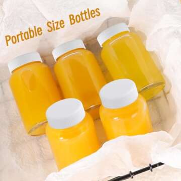 HINGWAH 12 Pack 4 OZ Glass Shot Bottles with Caps, 120 ML Empty Wellness Juice Shot Bottles, Reusable Clear Glass Bottles for Juice, Shots and Homemade Beverages