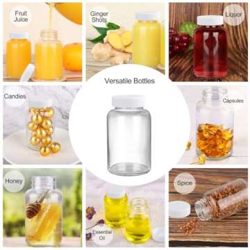 HINGWAH 12 Pack 4 OZ Glass Shot Bottles with Caps, 120 ML Empty Wellness Juice Shot Bottles, Reusable Clear Glass Bottles for Juice, Shots and Homemade Beverages