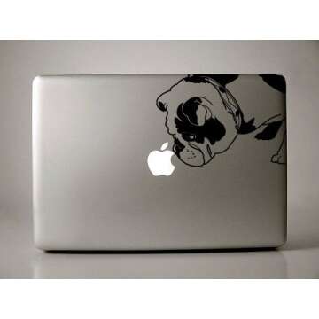 Brit The English Bulldog - Black - Decal for 13" Laptop