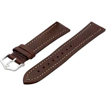 Hirsch Buffalo Artisan Leather Watch Band Strap Brown 22mm Short