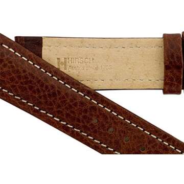 Hirsch Buffalo Leather Watch Band Brown 22mm Short