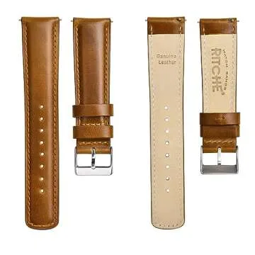Ritche Genuine Leather Watch Band for Galaxy Watch 6 Classic Omega x Swatch Moonswatch 20mm Classic Vintage Quick Release Leather Watch Strap (Toffee Brown), White Elephant Gifts, Stocking Stuffers for Men