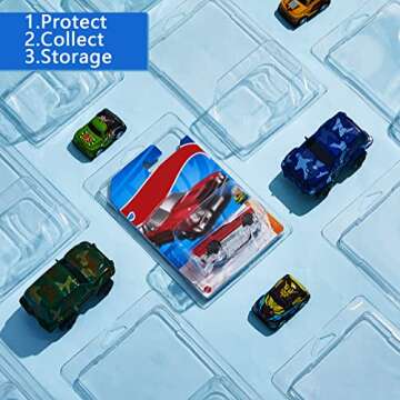 Tatuo 12 Pcs Protector Packs Compatible with Hot Wheels Model Car Clamshell Cases Plastic Display Protective Case Clear Die Cast Car Blister Pack Covers Storage(7.5 x 5 x 2 Inch,Stylish Style)