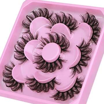 Dramatic Eyelashes Fluffy Mink Lashes Thick Long 8D Volume False Eye Lashes Bulk 20mm Wispy D Curl Strip Fake Eyelashes Pack by Focipeysa Eyelashes