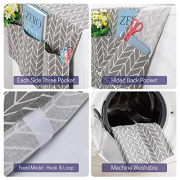 SWISSELITE Washer and Dryer Covers for the Top, Washing Machine Top Cover, Fridge Dust Cover with 12...