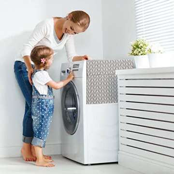 SWISSELITE Washer and Dryer Covers for the Top, Washing Machine Top Cover, Fridge Dust Cover with 12 Side Storage Pockets for Home and Kitchen