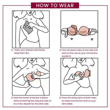 JOATEAY Women's Strapless Self Adhesive Bra Reusable Backless Sticky Push Up Bra Invisible (Nude, Cup D)